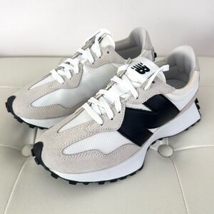 New Balance 327 White, Beige & Black Retro Runner Sneakers